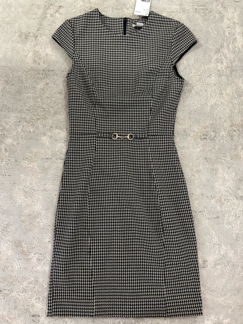 NWT❗️H&M Black, White & Brown Houndstooth Midi Sheath Dress